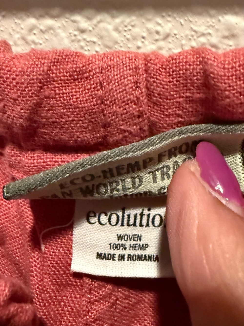 Relaxed Straight Leg Drawstring Pants in Coral 100% Hemp - Picture 3 of 9